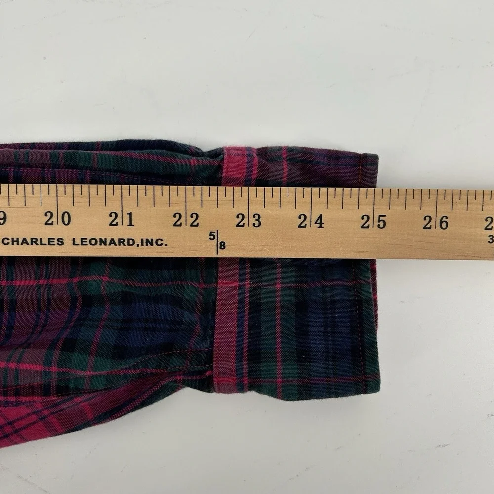 Abercrombie Fitch Shirt Mens L Red‎ Green Plaid Dadcore Preppy